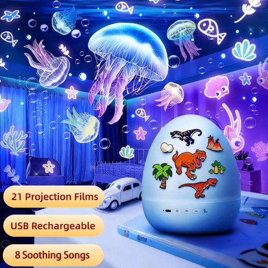 🔥50% popust🏷️🌙 Čarobna nočna svetloba in projektor melodij – 🦕 dinamične projekcije, 🎵 8 pomirjujočih melodij – DINODREAM