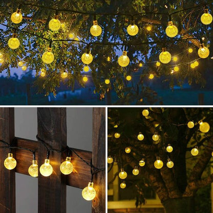 ⏰ Korlátozott ideig érvényes ajánlat 🎁☀️ Napelemes buborékfények – 🎆 8 villogó mód, 🌿 5 m, 20 LED, IP44 – kerti hangulatvilágítás