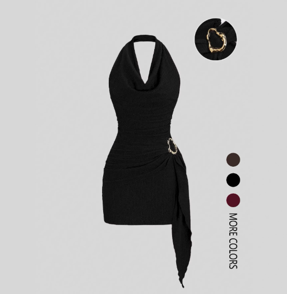 👗 Női alkalmi, nyakpántos, hátkivágásos, testhezálló, V-nyakú ruha ✨