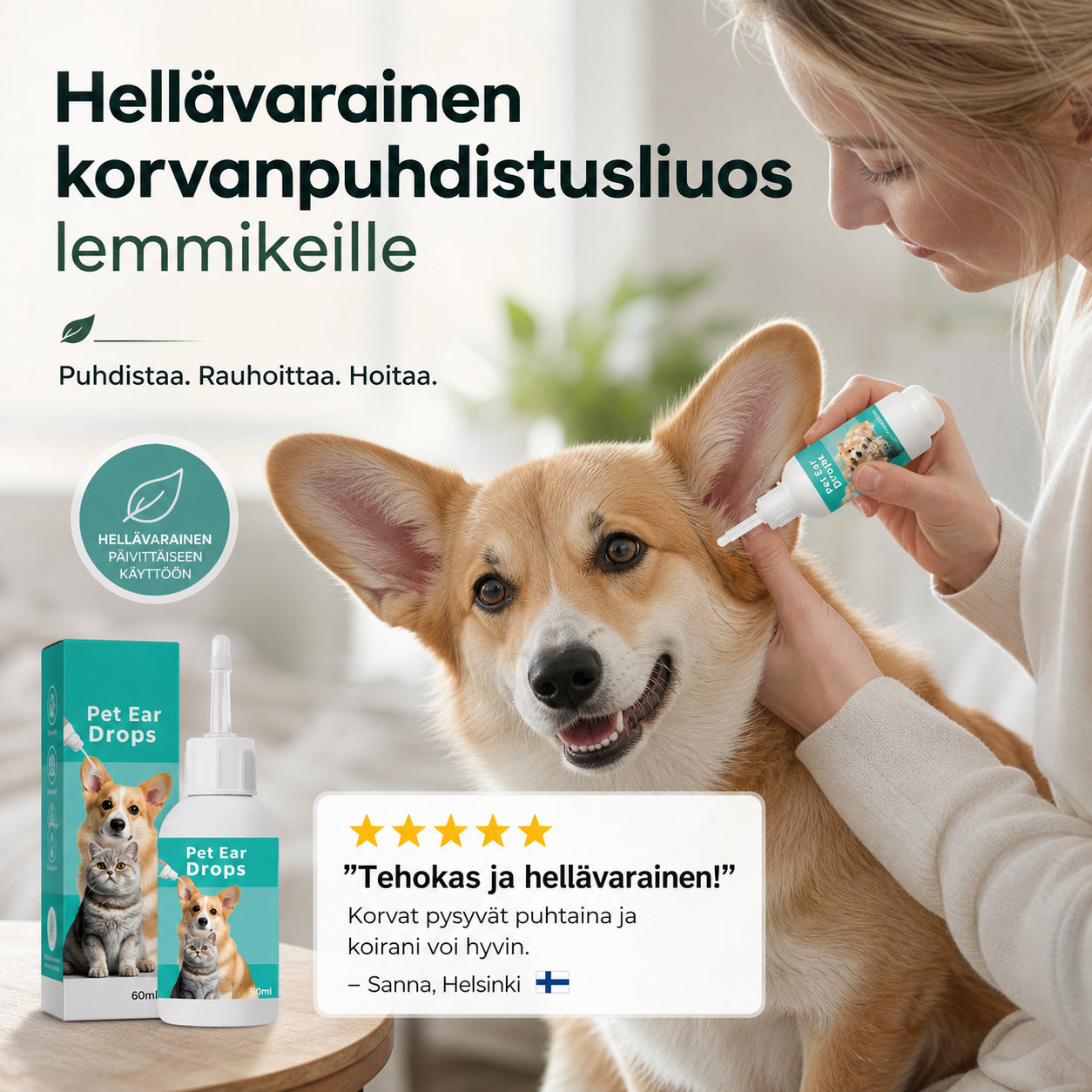 Nežna raztopina za čiščenje ušes za hišne ljubljenčke | PETCARE