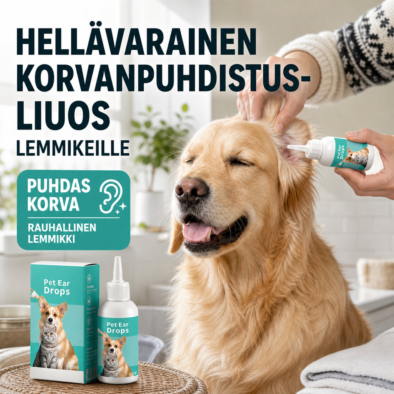 Nežna raztopina za čiščenje ušes za hišne ljubljenčke | PETCARE