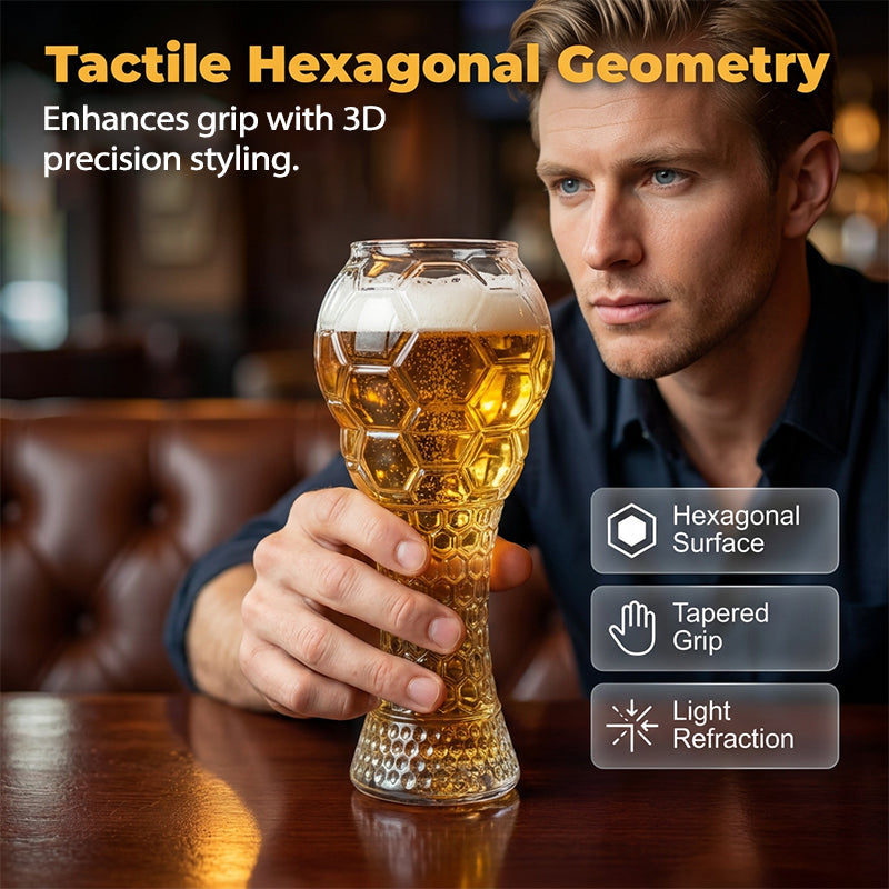 🔥50% Kedvezmény🏷️⚽ Labda alakú söröspohár – 🍺 boroszilikát üvegből, texturált mintával, 400/600 ml – VB-meccsnézéshez ideális
