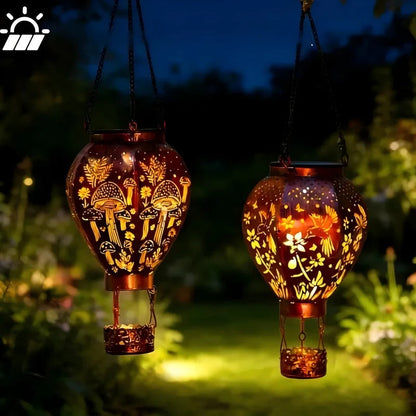 🔥50% Kedvezmény🏷️📦Kombinált csomag🔗🎈 Napenergiás hőlégballon lámpa, 🌙 automatikus éjszakai világítással, 🪄 üreges kolibri mintás vetítéssel – bájos kerti dísz