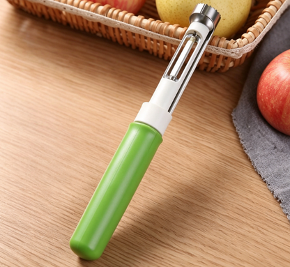 🔥50% Kedvezmény🏷️📦Kombinált csomag🍎🔪 Egy eszköz, két funkció! 2 az 1-ben gyümölcsmag-eltávolító és hámozó – 🍏éles penge, 🤲csúszásmentes fogantyú, 🧼könnyű tisztítás