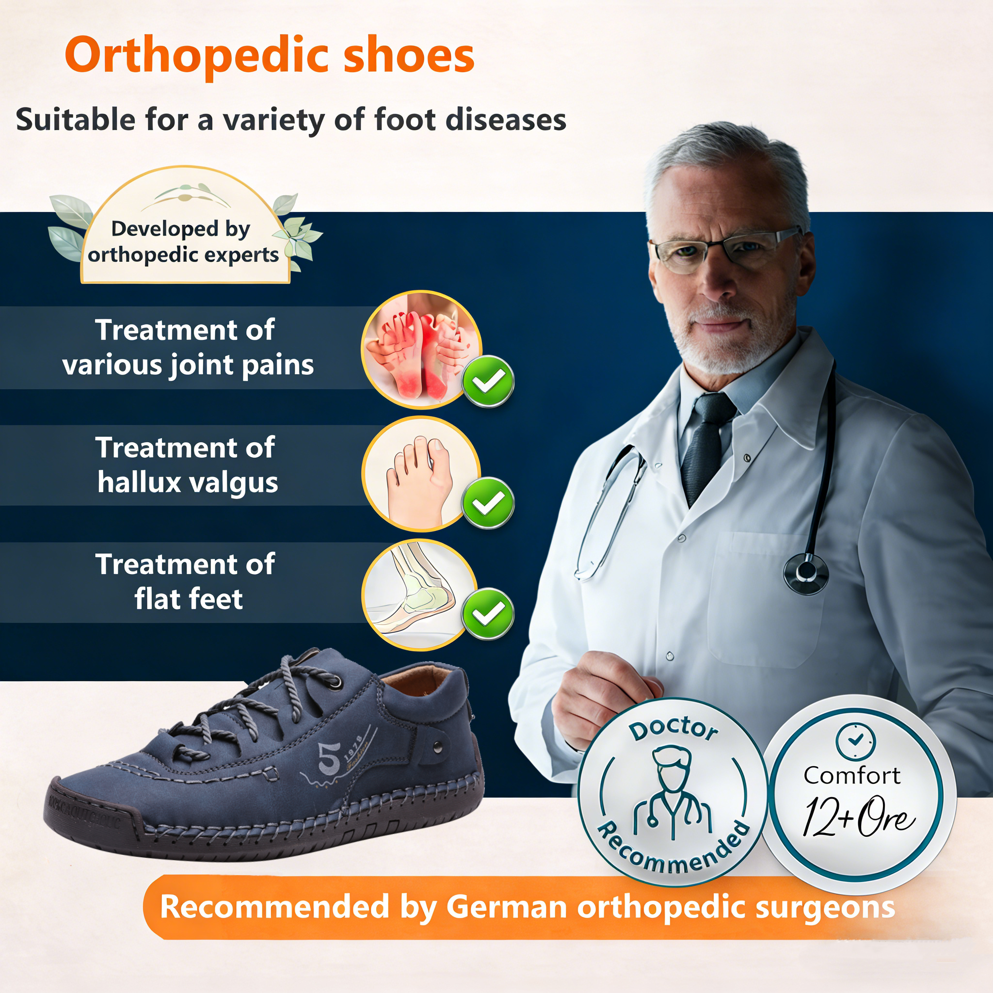 50% off! ⏰Last day🔥 Men's genuine leather orthotic shoes