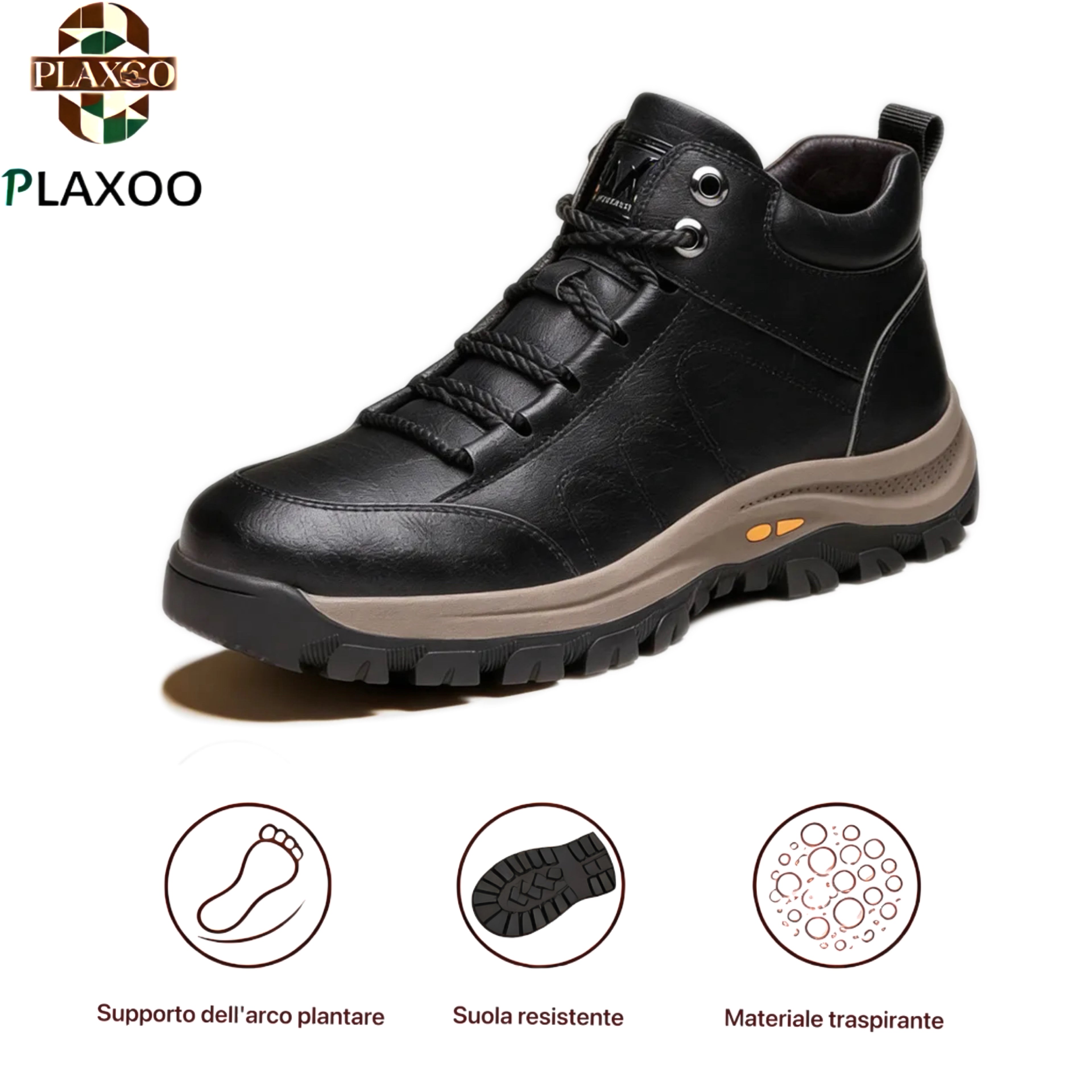 Plaxoo® | Offerta limitata: 50% di sconto!Stivali alti in pelle vera, unisex per uomini e donne!Sono scarpe ortopediche con supporto plantare ergonomico, suola antiscivolo e comodissime da indossare!