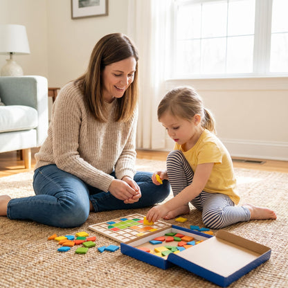 🔥50% Kedvezmény🏷️🧩 Színes állatmintás fa puzzle – 🌈 formák és színek tanulásához, 🖐️ finommotorika fejlesztéséhez