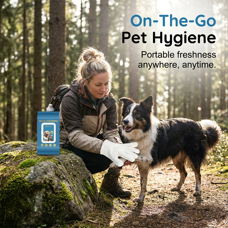 🔥50% Kedvezmény🏷️🐾 Tápláló, vízmentes törlőkendők háziállatok számára – sheavajjal és jojobaolajjal, 🧤 kétoldalas textúrával, kényelmes kesztyű formában