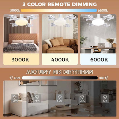 ⏰ Korlátozott ideig érvényes ajánlat 🎁🌀 Mennyezeti ventilátor LED lámpával és távirányítóval – 🏠 modern design, összecsukható lapátok, 3 színhőmérséklet
