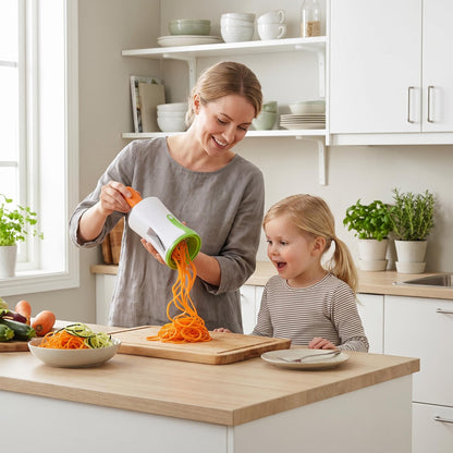 “1+1 ingyen 🎁✨”🥕 Kézi, többfunkciós zöldség-spirálvágó, 🔪 cserélhető pengékkel, 🥗 egészséges, alacsony szénhidráttartalmú ételekhez