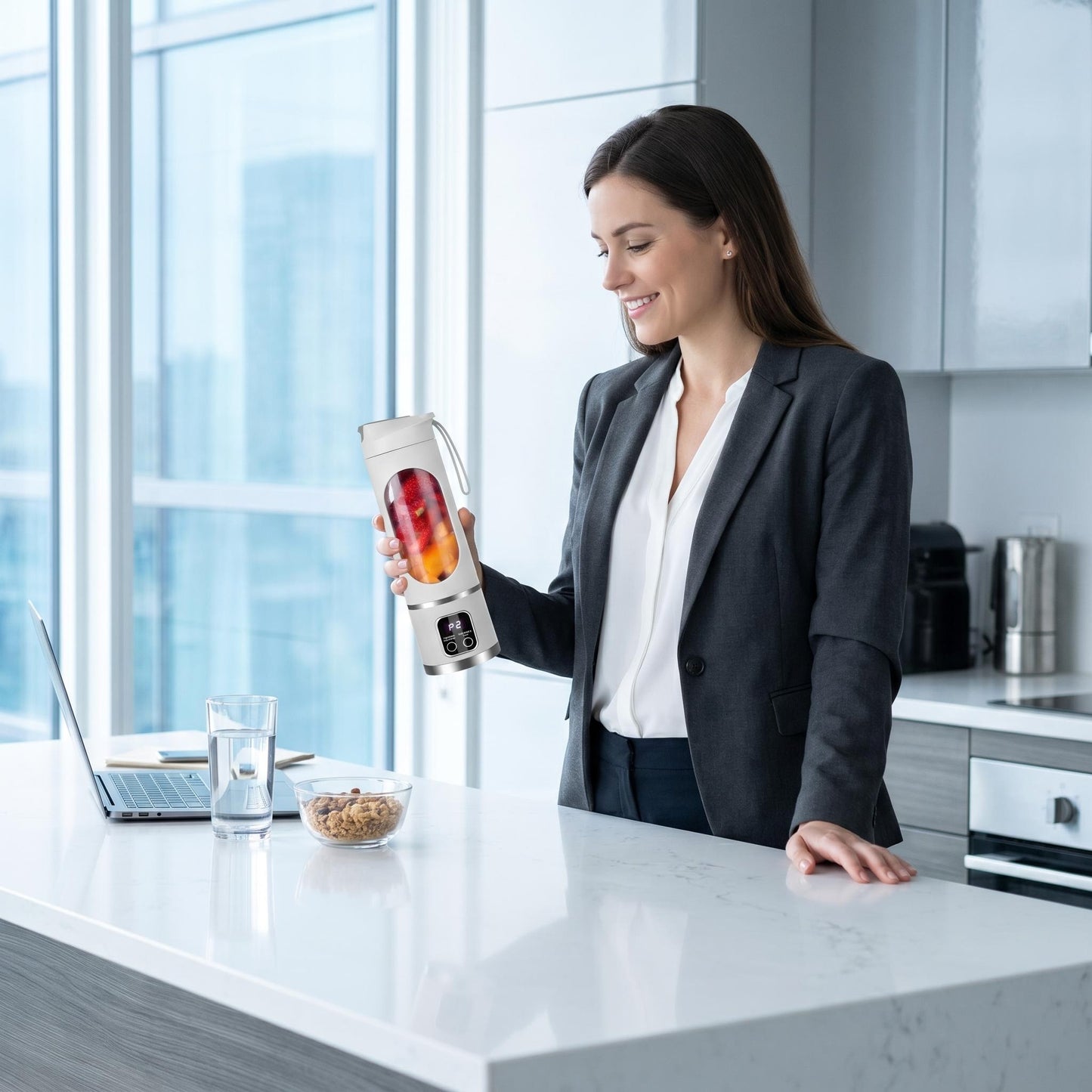 🔥50% Kedvezmény🏷️🥤 450 ml-es hordozható vezeték nélküli turmixpohár, ⚡ 12 pengével és 18 000 RPM motorral, 🔋 Type-C töltéssel – frissítő italok bárhol
