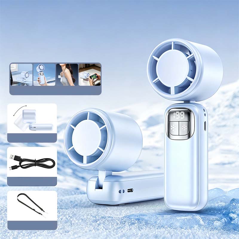 ⏰ Korlátozott ideig érvényes ajánlat 🎁❄️ Félvezető hűtésű kézi ventilátor, 🌀 199 sebességfokozat, 🔋 48 órás akkumulátor-üzemidő – 5 az 1-ben hűtőtárs