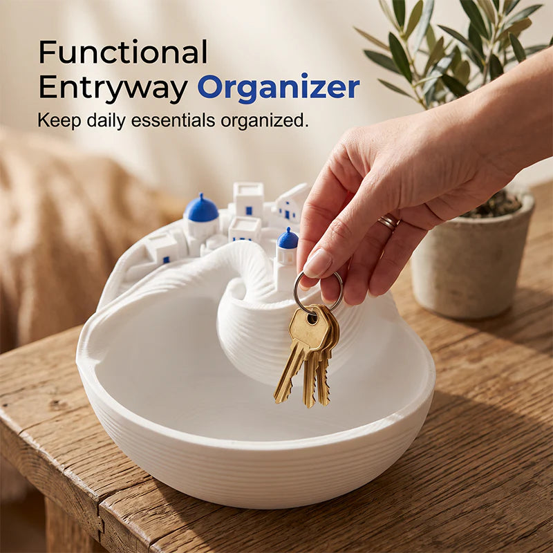 Kék-fehér, tengeri motívumú tárolótálca