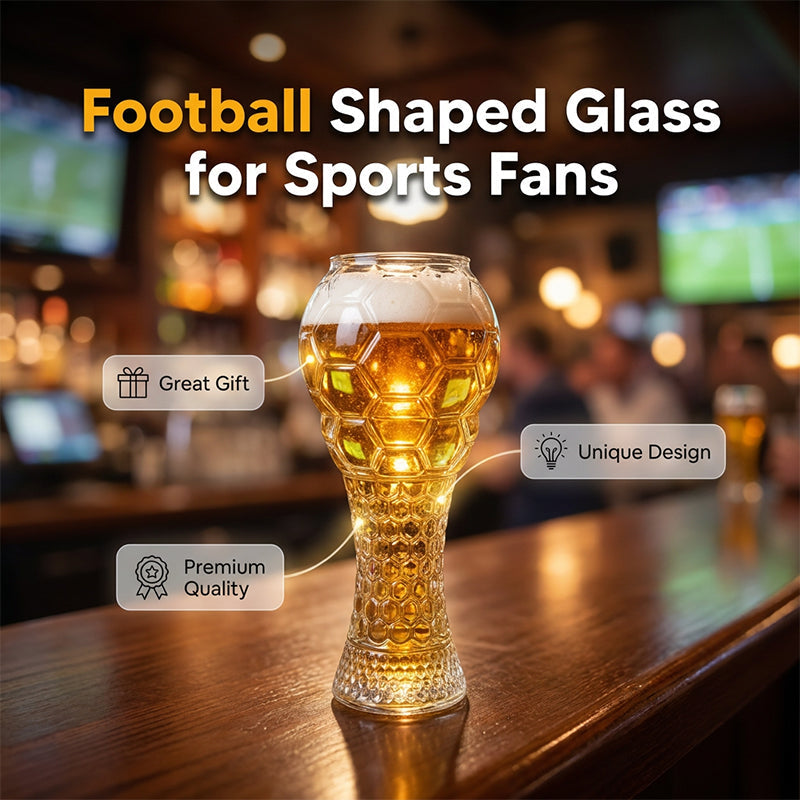 🔥50% Kedvezmény🏷️⚽ Labda alakú söröspohár – 🍺 boroszilikát üvegből, texturált mintával, 400/600 ml – VB-meccsnézéshez ideális