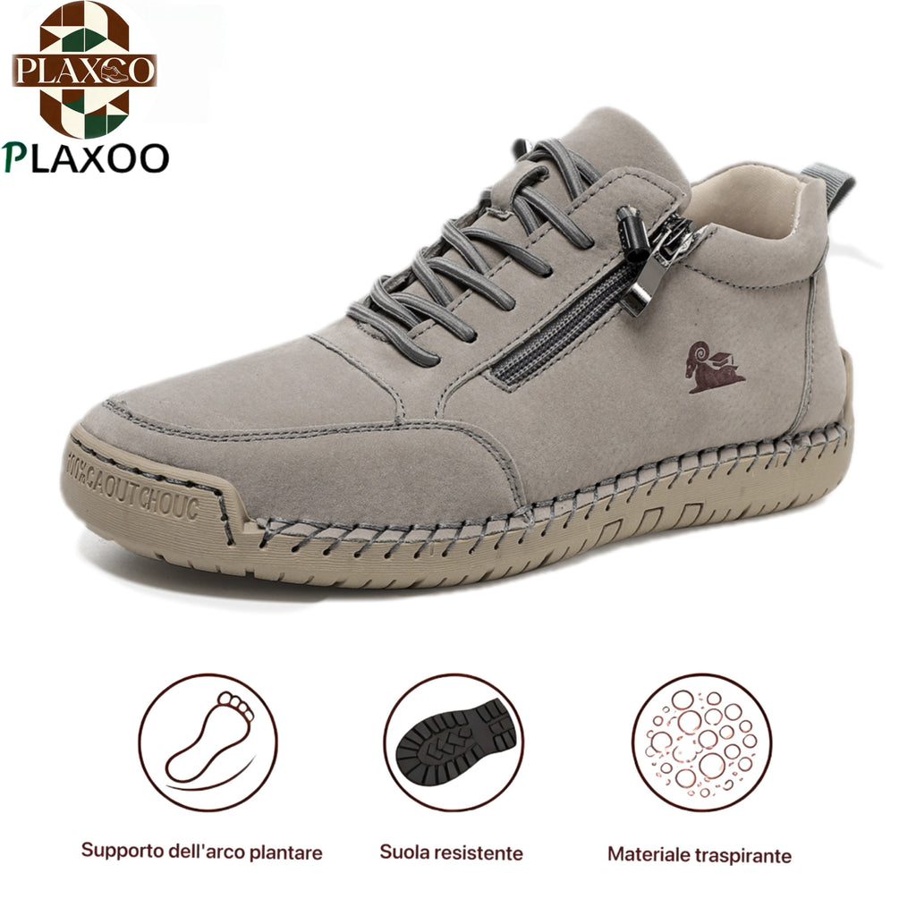 Plaxoo® | Offerta limitata: 50% di sconto!Stivali alti in pelle vera, unisex per uomini e donne!Sono scarpe ortopediche con supporto plantare ergonomico, suola antiscivolo e comodissime da indossare!