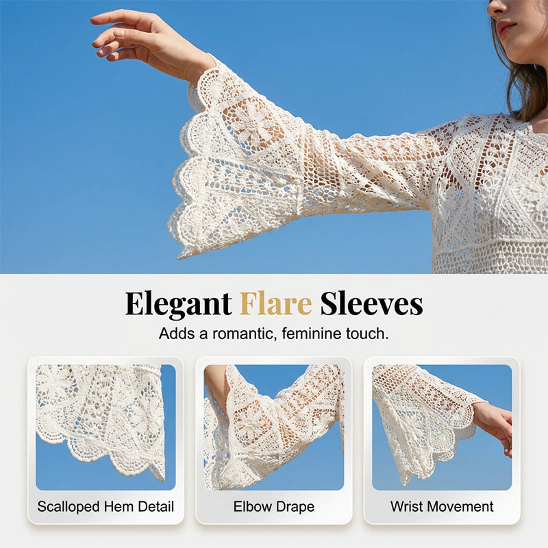 👗 Női, vintage stílusú csipkés strandblúz 🏖️