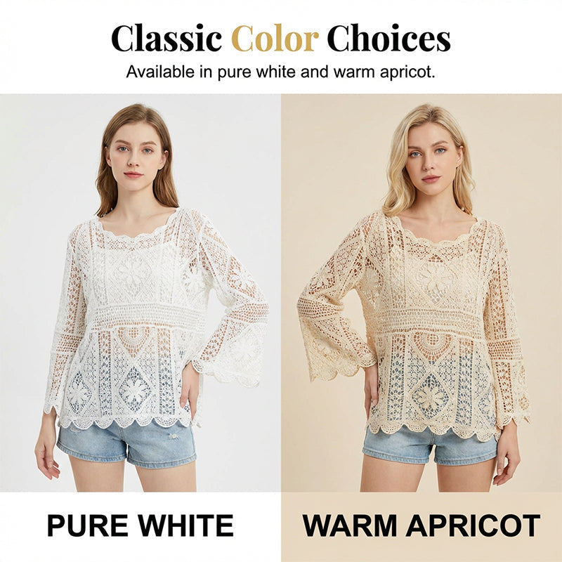 👗 Női, vintage stílusú csipkés strandblúz 🏖️