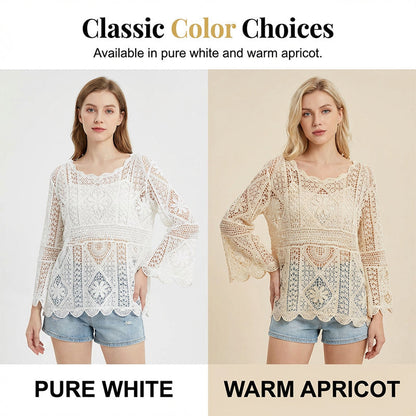 👗 Női, vintage stílusú csipkés strandblúz 🏖️