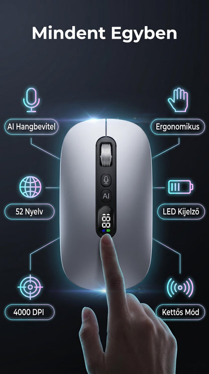 🔥50% Kedvezmény🏷️🎙️ Hangvezérlésű, AI-alapú vezeték nélküli egér, 🌍 52 nyelv felismerésével, ⚡ 4000 DPI – munkát és kreativitást támogató eszköz（副本）（副本）