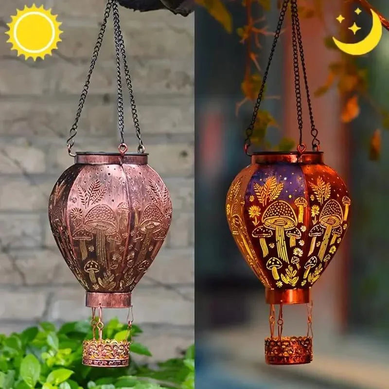 🔥50% Kedvezmény🏷️📦Kombinált csomag🔗🎈 Napenergiás hőlégballon lámpa, 🌙 automatikus éjszakai világítással, 🪄 üreges kolibri mintás vetítéssel – bájos kerti dísz