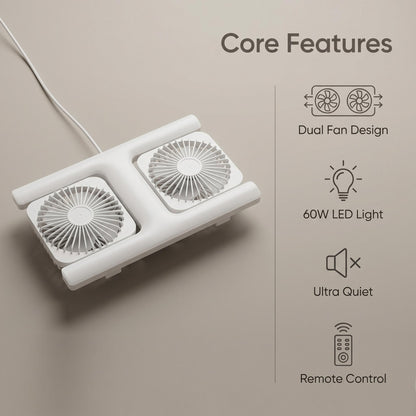 🔥50% Kedvezmény🏷️💡 Modern 2 az 1-ben LED-es mennyezeti ventilátor-lámpa – távirányítóval, két független ventilátorfejjel 🌀