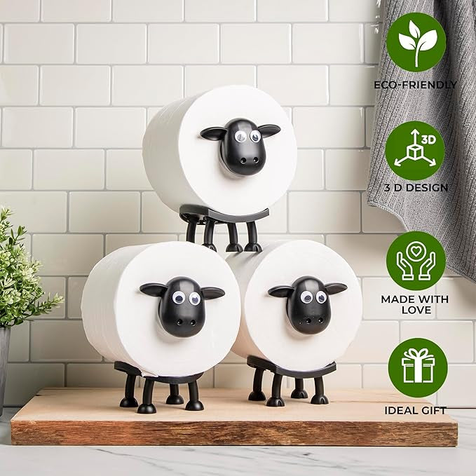 "1+1 brezplačno 🎁✨"🐑 Držalo za toaletni papir v obliki ovce – 🎨 3D tisk, 🛠️ enostavna namestitev, 🎁 edinstveno darilo