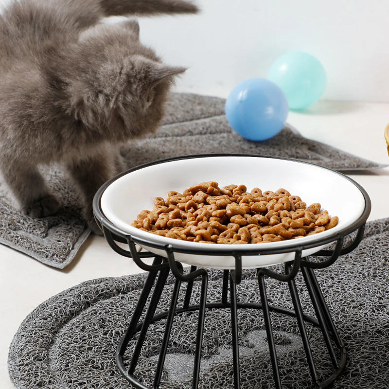 🔥 50% Kedvezmény 🏷️🐱 Kerámia macskatál magas vasállvánnyal – Kényelmes és egészséges étkezés a szőrös barátodnak! 🍽️