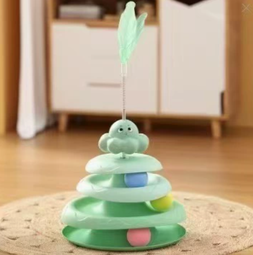 Mačji igralni stolp s tremi progami in perjem | CATTOWER
