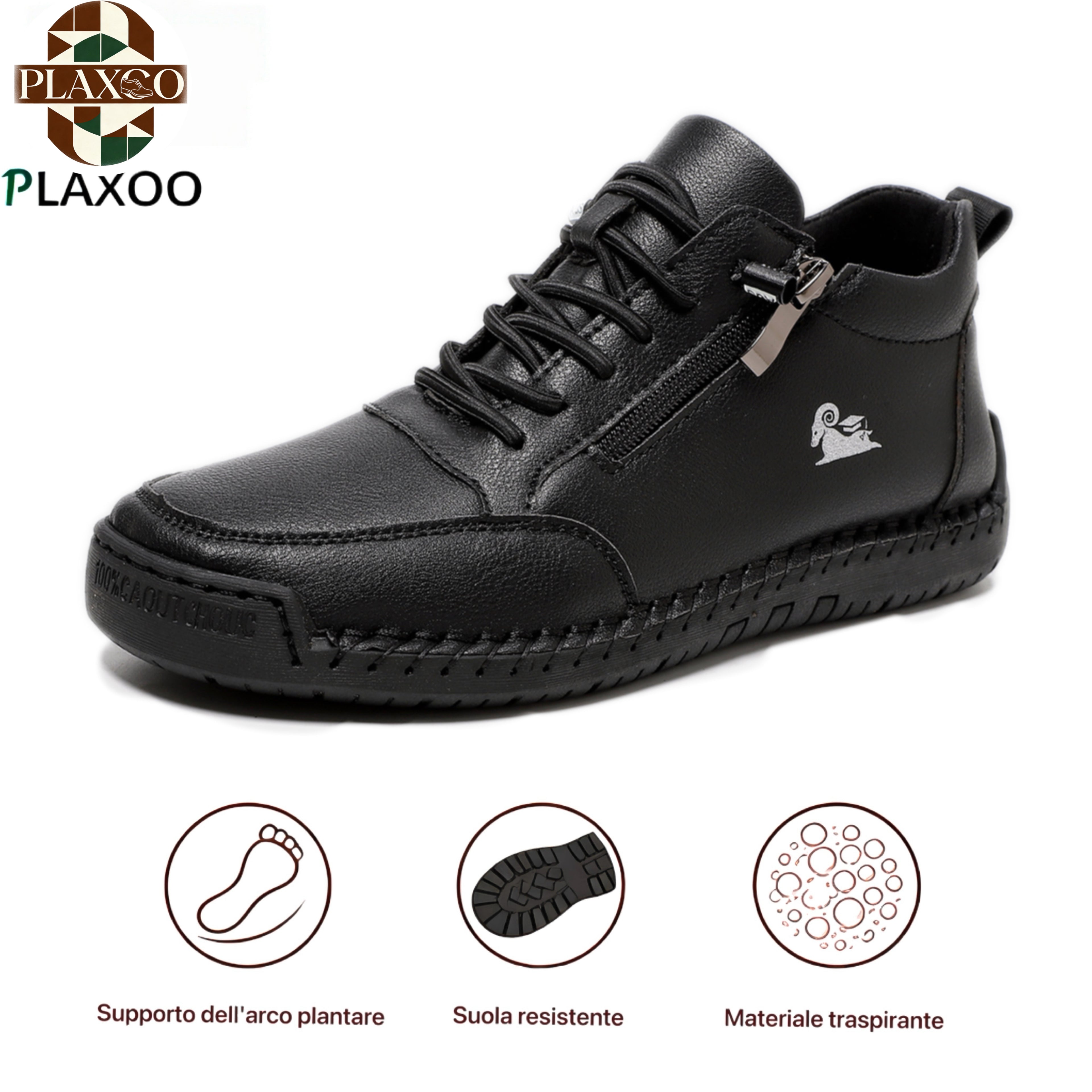 Plaxoo® | Offerta limitata: 50% di sconto!Stivali alti in pelle vera, unisex per uomini e donne!Sono scarpe ortopediche con supporto plantare ergonomico, suola antiscivolo e comodissime da indossare!