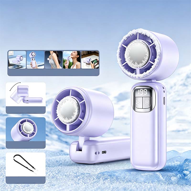 ⏰ Korlátozott ideig érvényes ajánlat 🎁❄️ Félvezető hűtésű kézi ventilátor, 🌀 199 sebességfokozat, 🔋 48 órás akkumulátor-üzemidő – 5 az 1-ben hűtőtárs