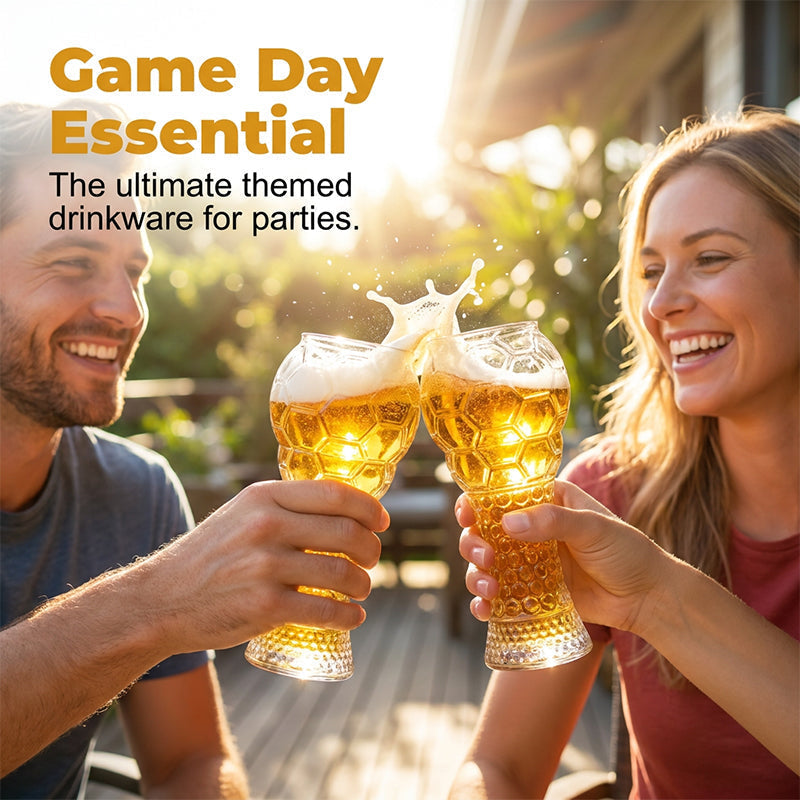 🔥50% Kedvezmény🏷️⚽ Labda alakú söröspohár – 🍺 boroszilikát üvegből, texturált mintával, 400/600 ml – VB-meccsnézéshez ideális