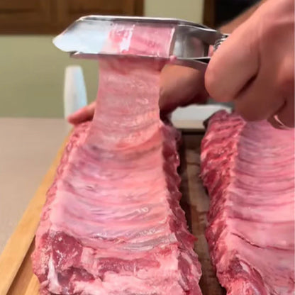 🔪 Távolítsa el a bordák bőrét gyorsan – Rozsdamentes acél BBQ bordanyúzó csúszásmentes markolattal – Utánvétes 🍖