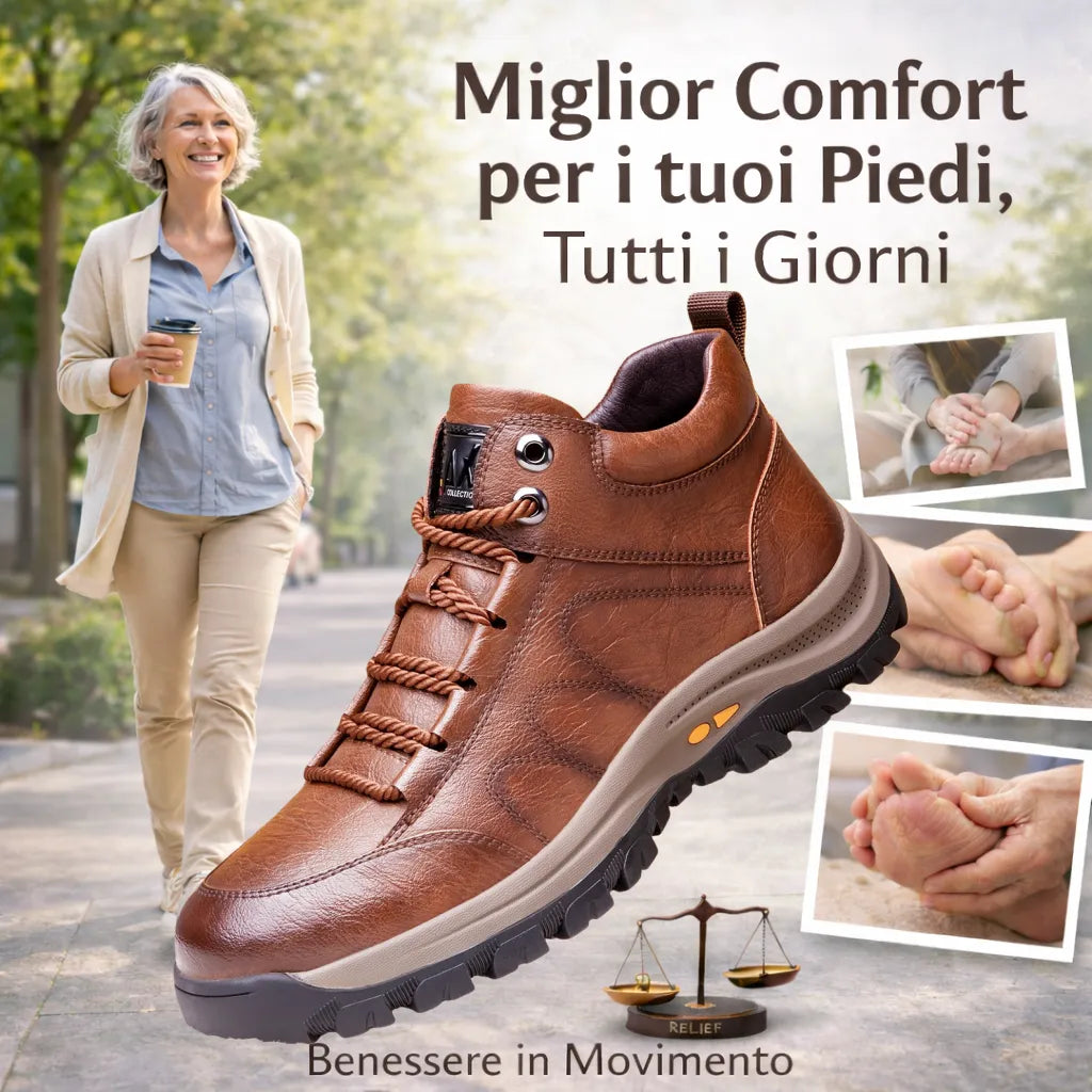 Plaxoo® | Offerta limitata: 50% di sconto!Stivali alti in pelle vera, unisex per uomini e donne!Sono scarpe ortopediche con supporto plantare ergonomico, suola antiscivolo e comodissime da indossare!