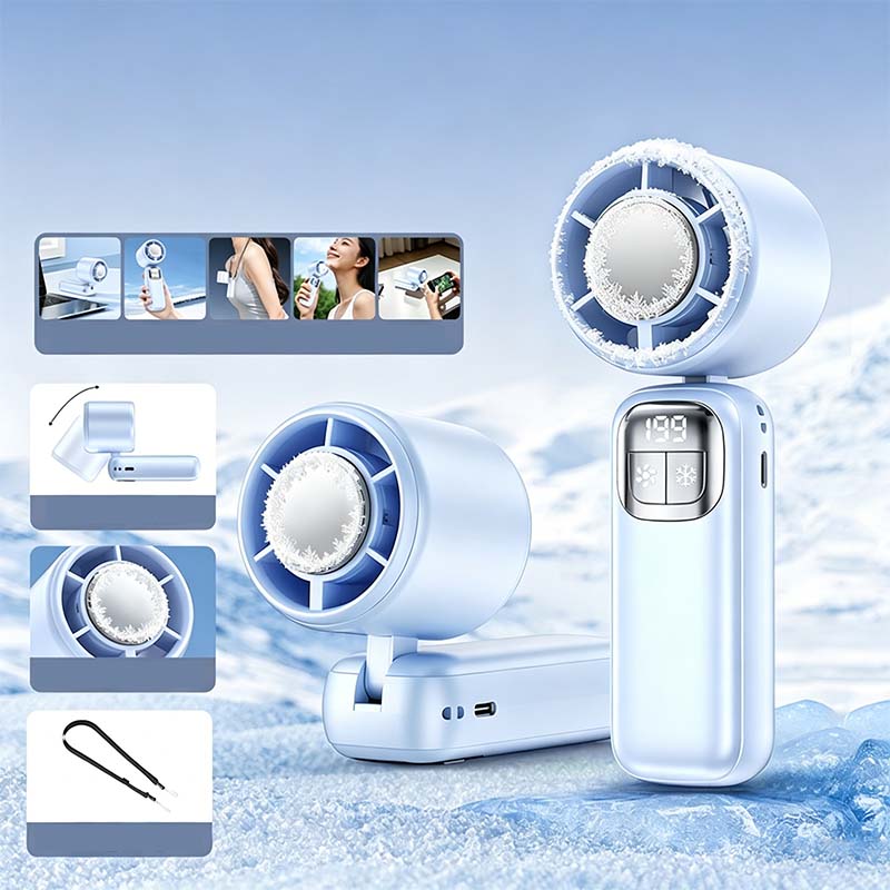 ⏰ Korlátozott ideig érvényes ajánlat 🎁❄️ Félvezető hűtésű kézi ventilátor, 🌀 199 sebességfokozat, 🔋 48 órás akkumulátor-üzemidő – 5 az 1-ben hűtőtárs