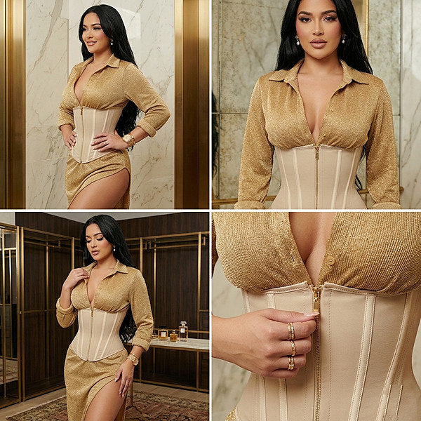 🔥50% popust🏷️👗 Kompresijska jopica za hujšanje v pasu – 🎀 dvojno zapenjanje, 🌬️ diha, 360° podpora hrbta – LUXSHAPE