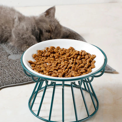 🔥 50% Kedvezmény 🏷️🐱 Kerámia macskatál magas vasállvánnyal – Kényelmes és egészséges étkezés a szőrös barátodnak! 🍽️