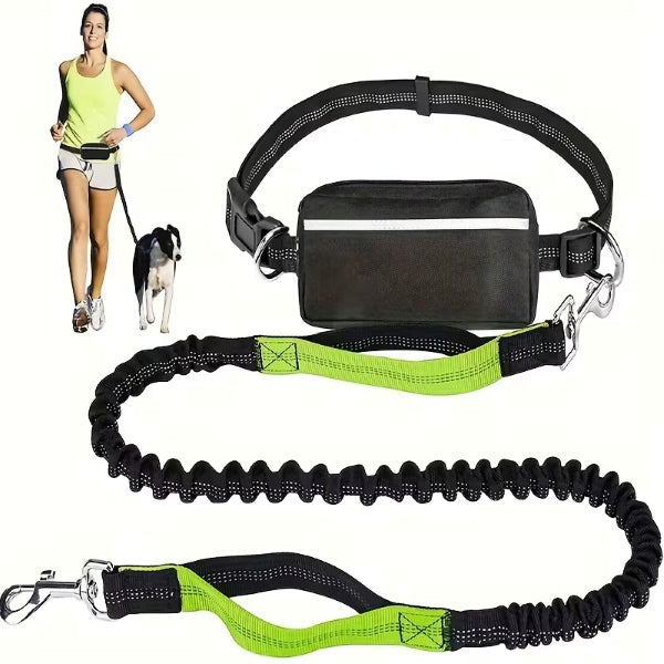 🔥50% popust🏷️🐶 Elastični povodec za pse brez ročaja 🟢 z nastavljivim pasom blažilni del za blaženje sunkov med tekom 🎒 priložena snemljiva torba za sprehode z ljubljenčkom