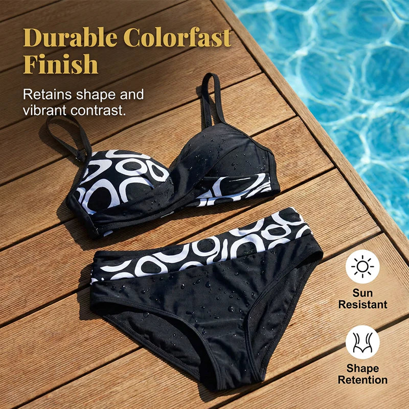 🔥50% Kedvezmény🏷️👙 Kétrészes, push-up hatású bikini szett – 🌊 elegáns wrap kialakítás, 🏖️ prémium rugalmas anyag