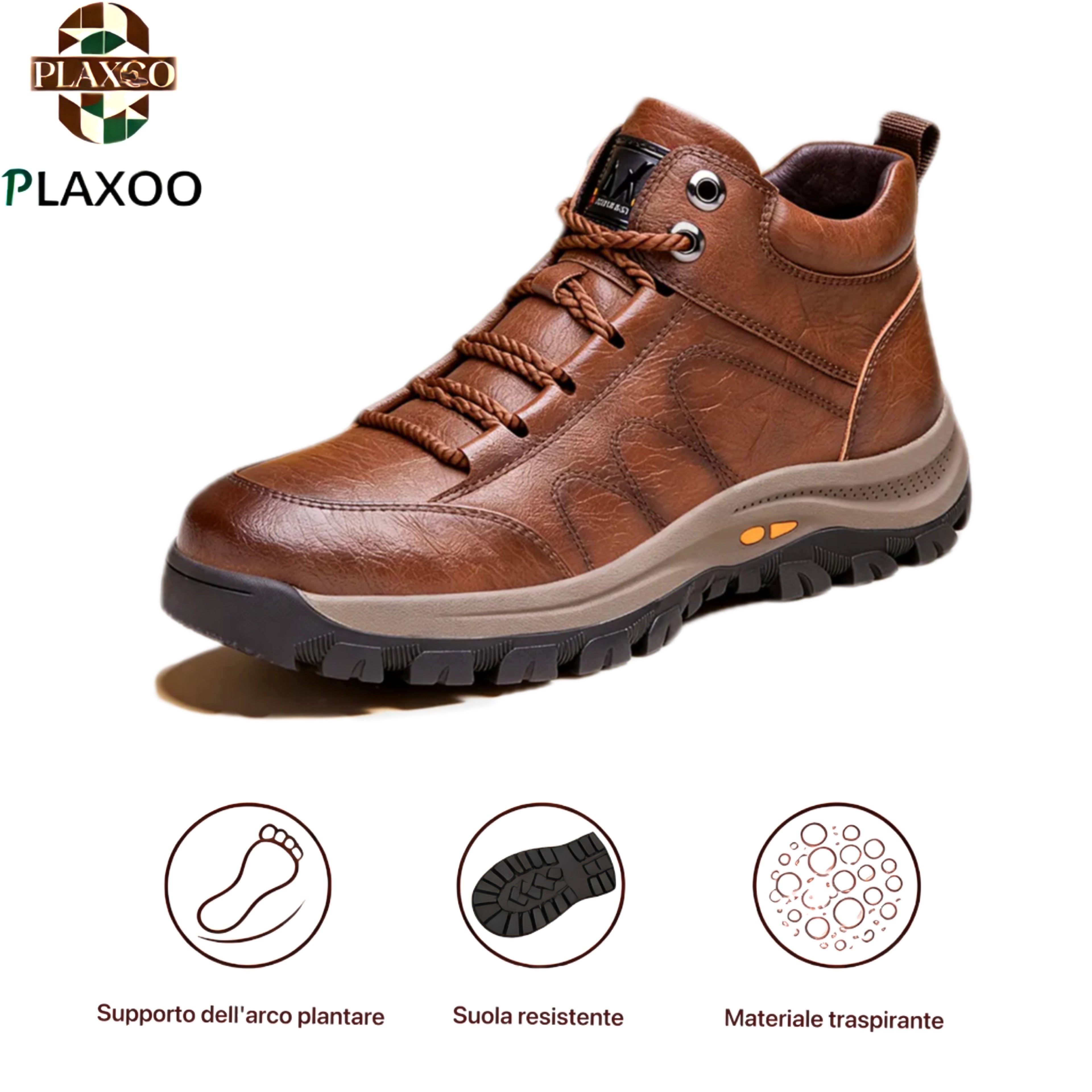 Plaxoo® | Offerta limitata: 50% di sconto!Stivali alti in pelle vera, unisex per uomini e donne!Sono scarpe ortopediche con supporto plantare ergonomico, suola antiscivolo e comodissime da indossare!