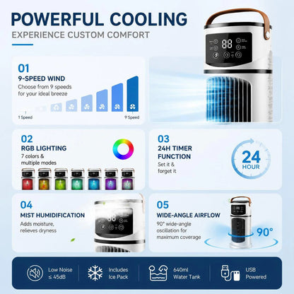💧 A csendes, 9 fokozatú USB-s vízhűtő RGB-vel 🌈