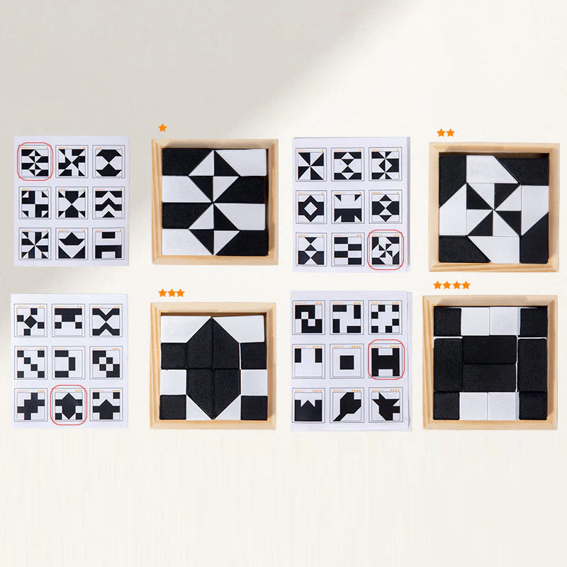 🧩 FEKETE-FEHÉR MONTESSORI PUZZLE | | 3-8 Éves Korosztály | Térbeli Logika Fejlesztő