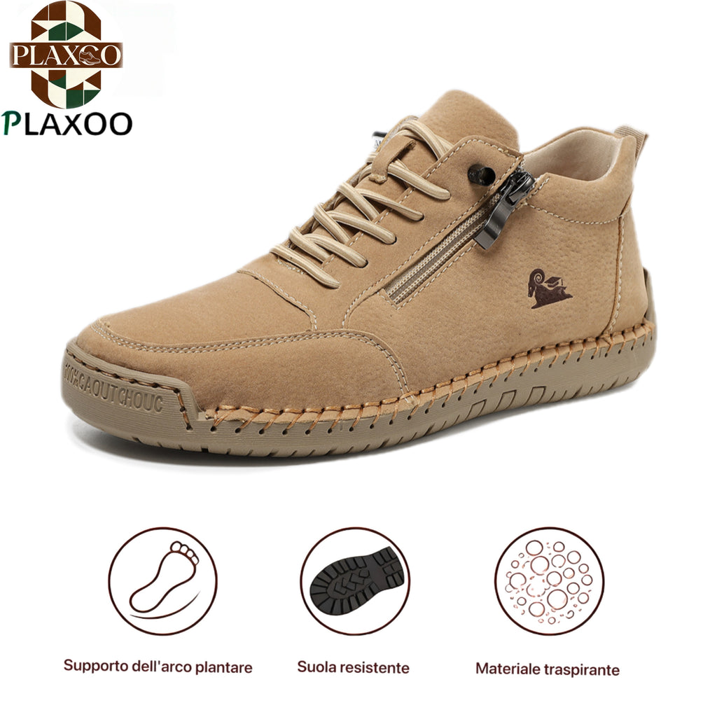 Plaxoo® | Offerta limitata: 50% di sconto!Stivali alti in pelle vera, unisex per uomini e donne!Sono scarpe ortopediche con supporto plantare ergonomico, suola antiscivolo e comodissime da indossare!