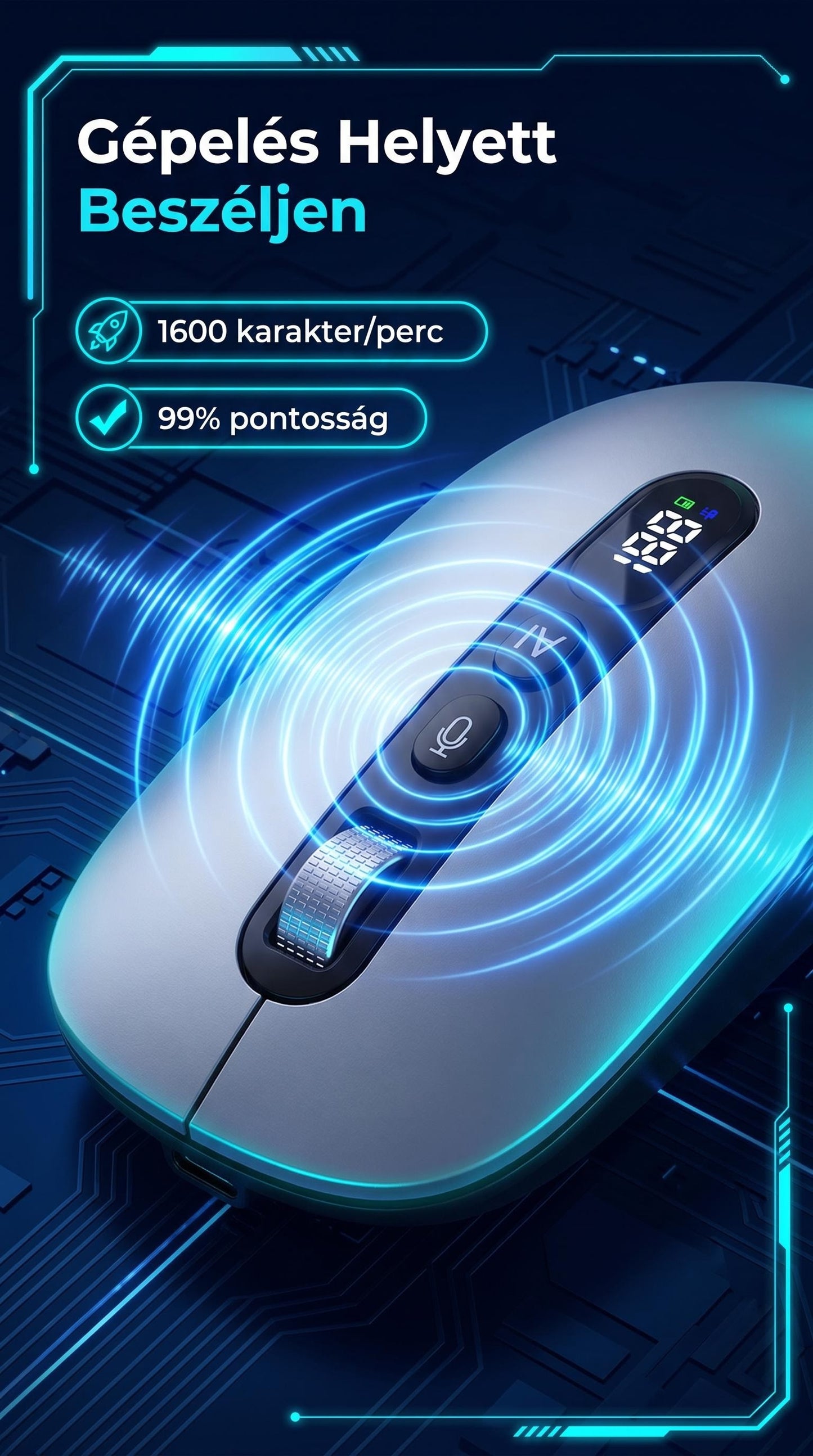 🔥50% Kedvezmény🏷️🎙️ Hangvezérlésű, AI-alapú vezeték nélküli egér, 🌍 52 nyelv felismerésével, ⚡ 4000 DPI – munkát és kreativitást támogató eszköz（副本）（副本）