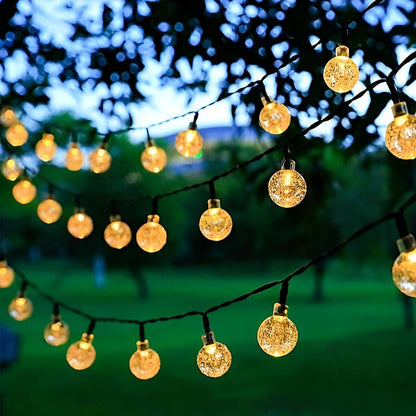 ⏰ Korlátozott ideig érvényes ajánlat 🎁☀️ Napelemes buborékfények – 🎆 8 villogó mód, 🌿 5 m, 20 LED, IP44 – kerti hangulatvilágítás