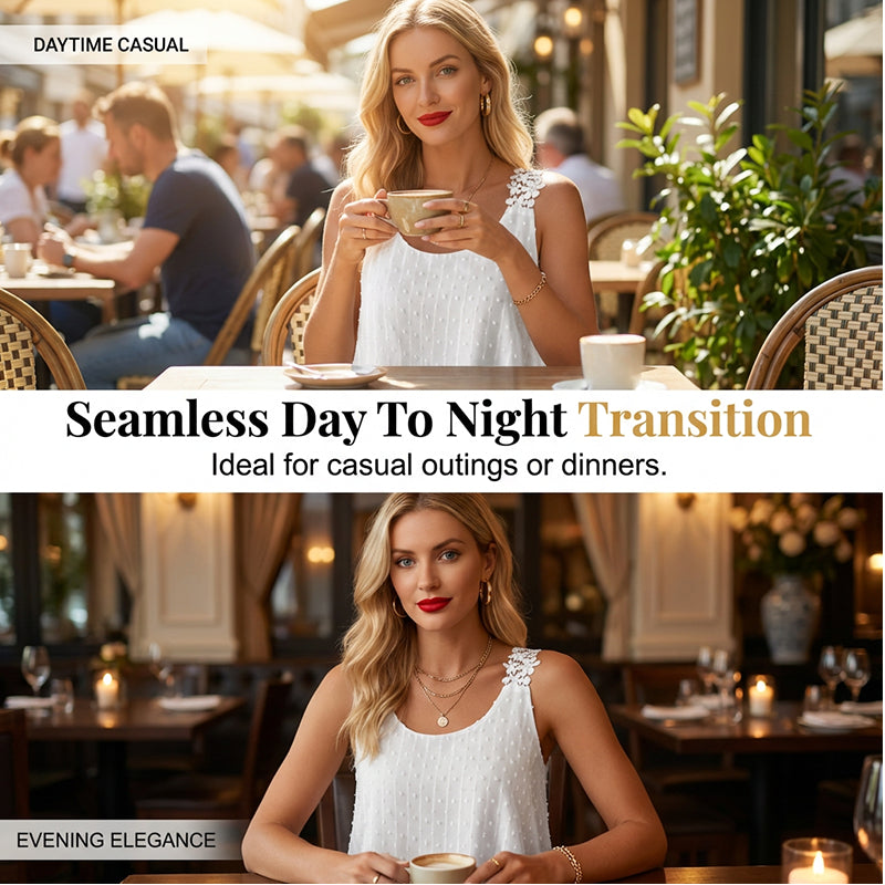 🔥 50% Kedvezmény 🏷️👚 Elegáns, pöttyös csipkés pántos ujjatlan top ✨