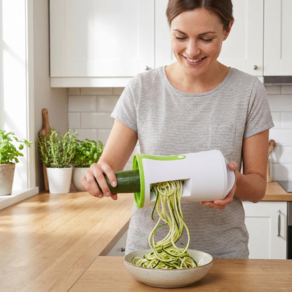 “1+1 ingyen 🎁✨”🥕 Kézi, többfunkciós zöldség-spirálvágó, 🔪 cserélhető pengékkel, 🥗 egészséges, alacsony szénhidráttartalmú ételekhez