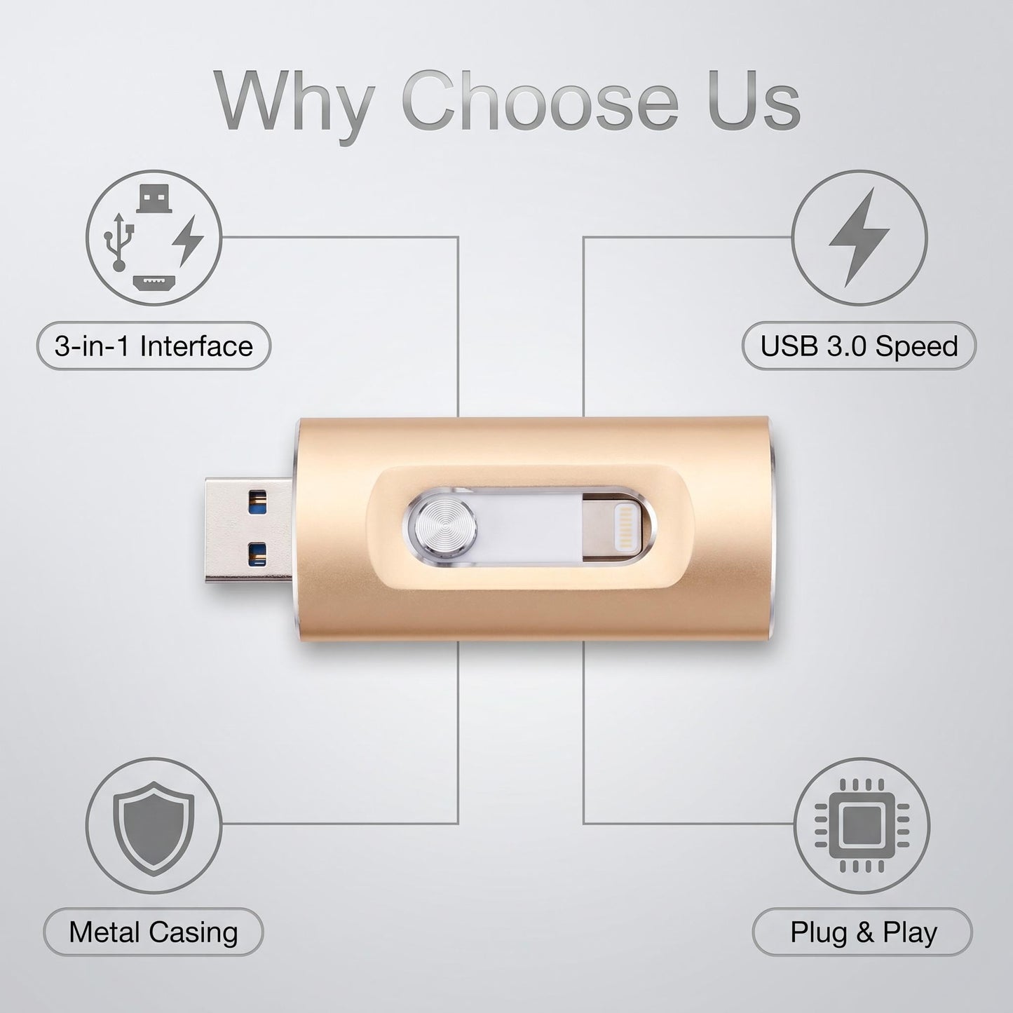 💾 3 az 1-ben univerzális USB-meghajtó 🔌