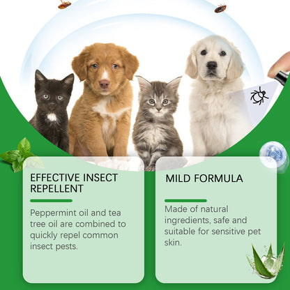 🔥50% Kedvezmény🏷️🐾 Természetes összetevőkkel, 🌿 bolha- és kullancsriasztó spray kutyáknak és macskáknak – borsmentaolaj, teafaolaj, aloe vera