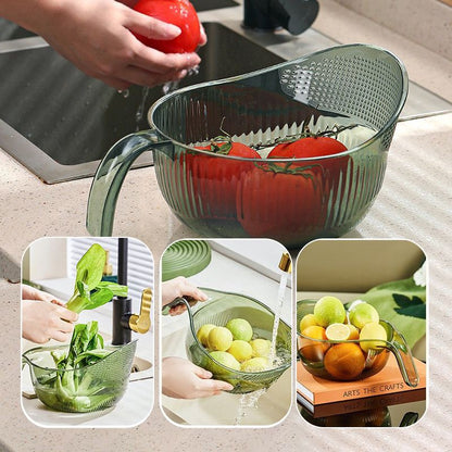 ⏰ Korlátozott ideig érvényes ajánlat 🎁📏Több méretben kapható🥬 Többcélú fogantyús rizsmosó szűrőtál – két méret, élelmiszerbiztos PET, konyhai sokoldalú használat