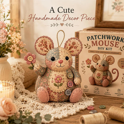 🔥50% Kedvezmény🏷️🐭 Bájos patchwork egér DIY varrókészlet – kezdőknek is! 🧵 3D-s kialakítás, minden anyaggal egy dobozban
